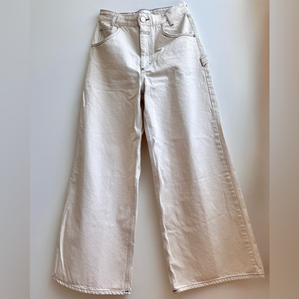 Closed Cream Flare Wide-Leg Jeans
